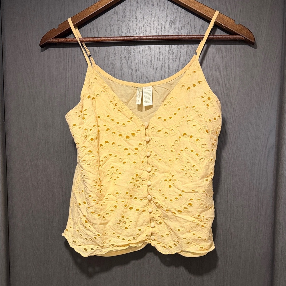 Japna Yellow Eyelet Tank Top